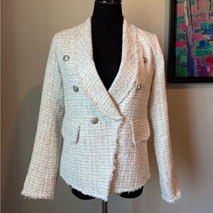 Chic Cream Double-Breasted Women's Blazer